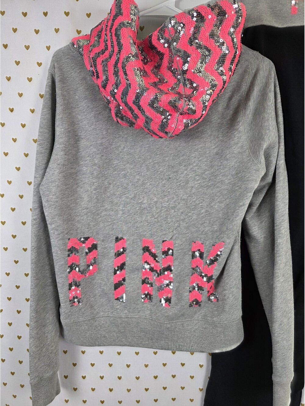 Victorias Secret PINK RARE Chevron Bling Foldover Y2k Yoga Pants Jacket SET MED
